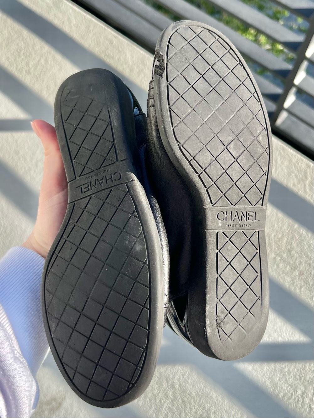 Chanel Lambskin Patent Cap Toe CC Sneakers - Picture 9 of 11